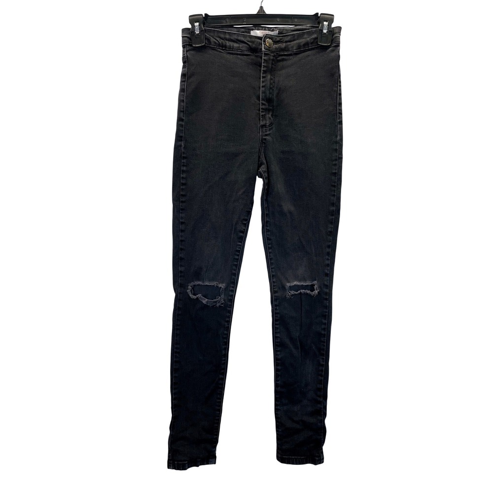Forever 21 Womens Black High Waisted Ripped Knee Skinny Jeans Size 27